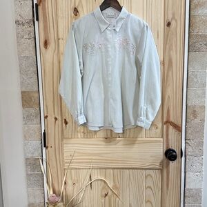 Vintage Koret Francisca dress/casual 3D embroidered shirt w/sleeve lifts